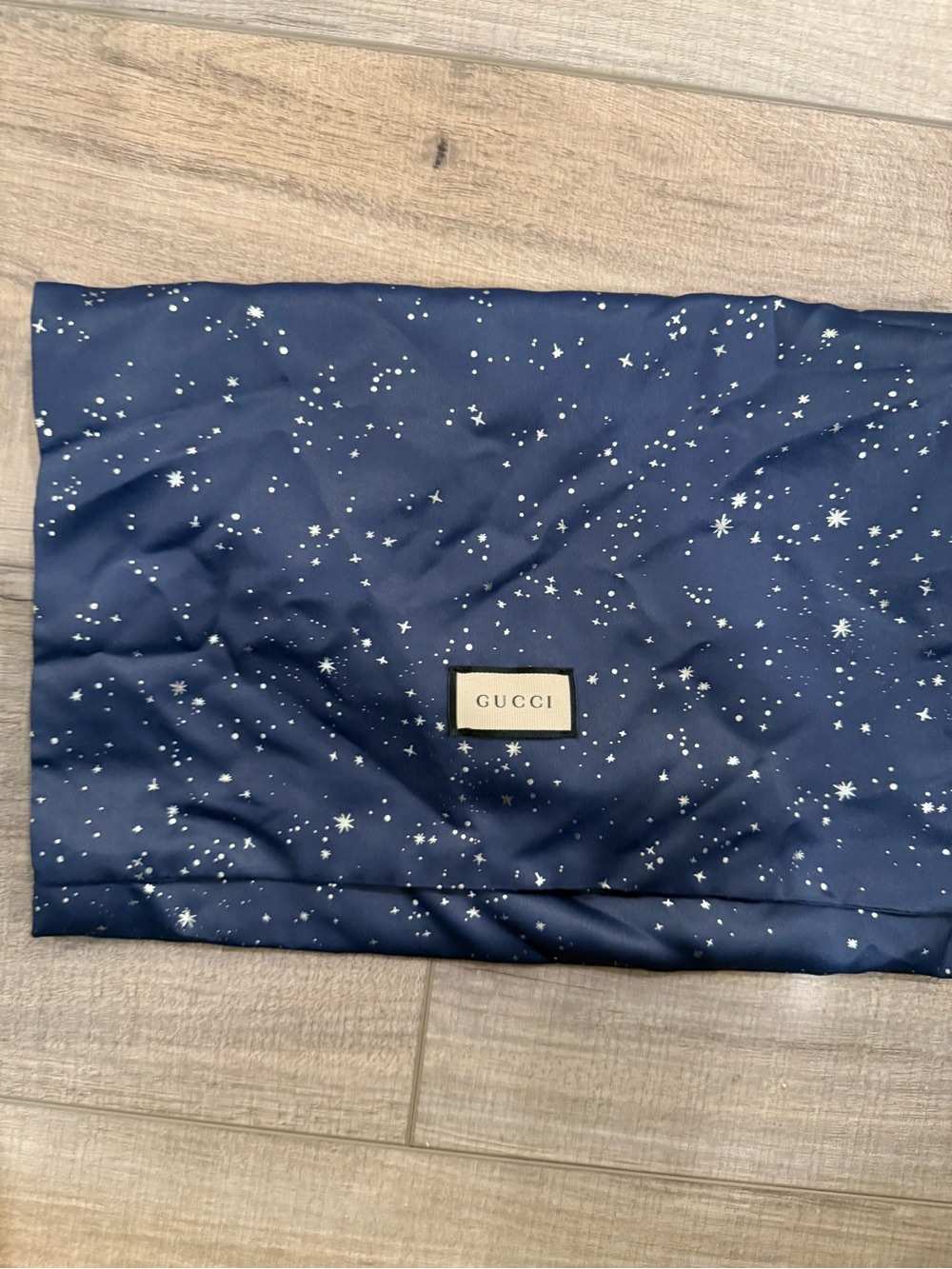 Gucci Small Limited Edition Navy Cellestial Star Print Silk Dustbag